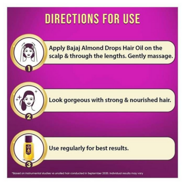 Bajaj Almond Drops Non Sticky Almond Hair Oil 190 ml - Image 6