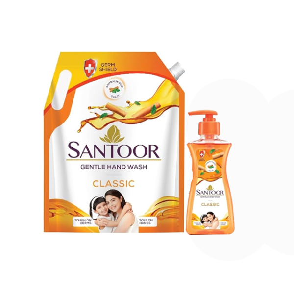 santoor gentle hand wash classic free offer pack